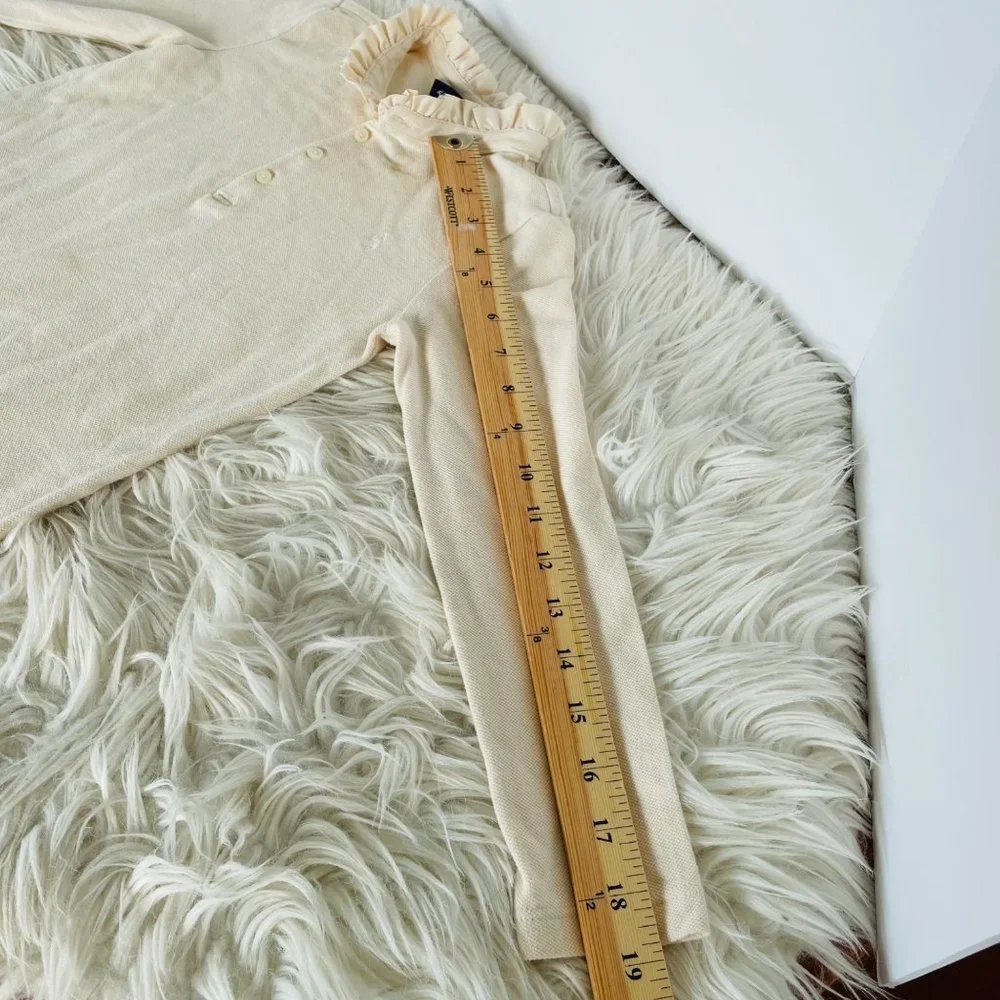Ralph Lauren Girls Cream Long‎ Sleeve Ruffled Dress Size 6x